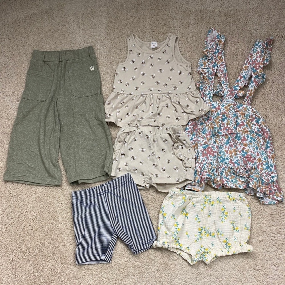 Toddler Girls Clothing Lot 3T Bundle Spring Summer‎ Bee Floral Striped 6pc Set